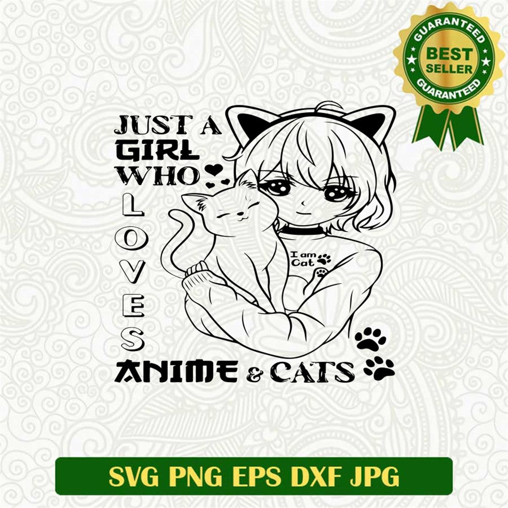 Just A Girl Who Loves Anime And cats Svg