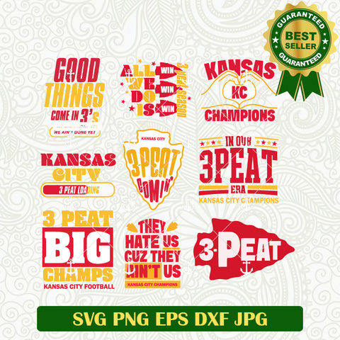 Kansas City 3peat Champions SVG Bundle