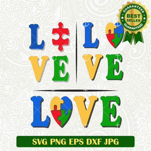 Love Love Love Autism SVG