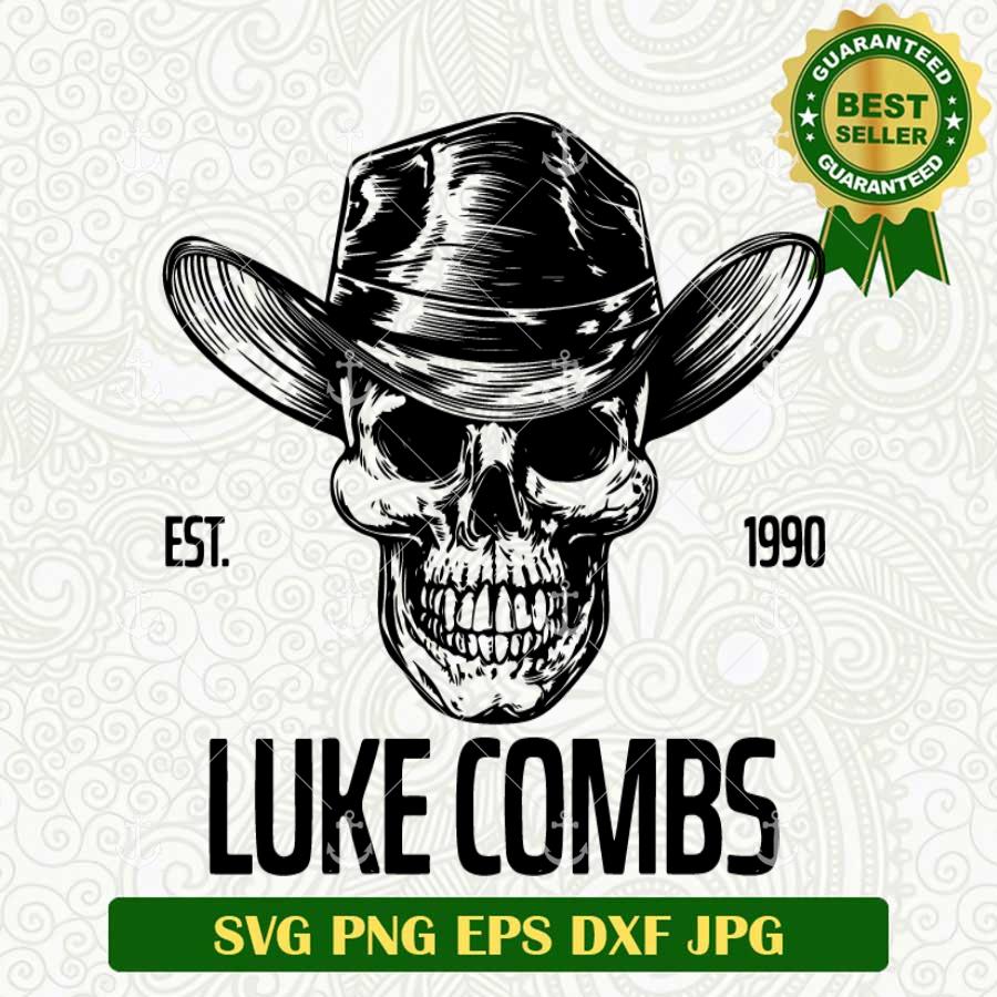 Luke Combs Skull Cowboy SVG