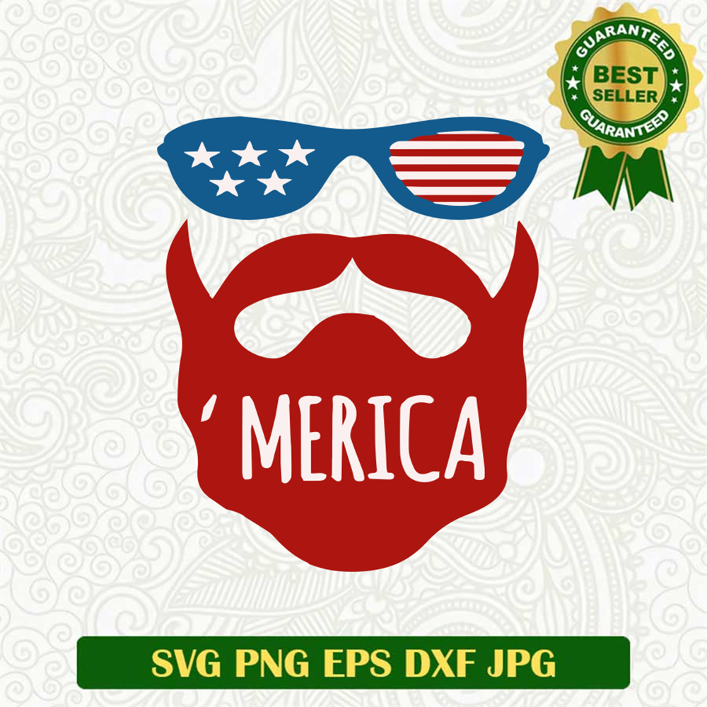 Merica Beard America Flag SVG