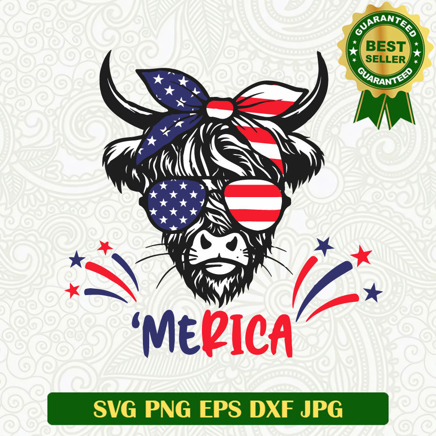 Merica Cow 4th Of July SVG, 4th Of July America SVG PNG