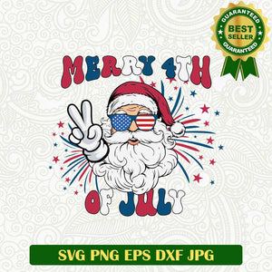 Merry 4th of July Santa claus SVG