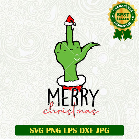 Merry Christmas Grinch Fuck Hand SVG