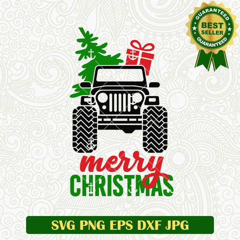 Merry Christmas Jeep Car SVG