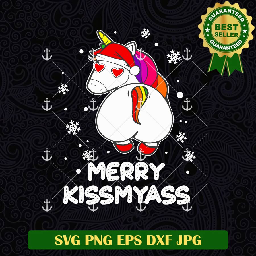 Merry Kissmyass Unicorn Funny SVG