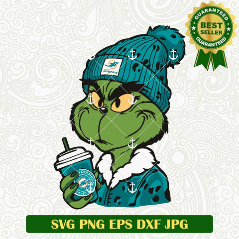 Miami Dolphins Grinch Drink Coffee SVG