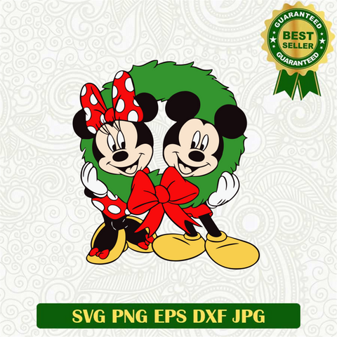 Mickey And Minnie Christmas Wreath Svg