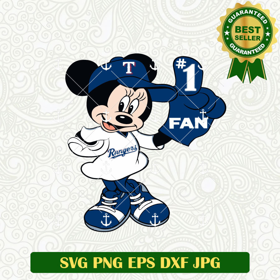 Minnie Mouse In A Texas Rangers Baseball Uniform SVG, Number One Fan S ...