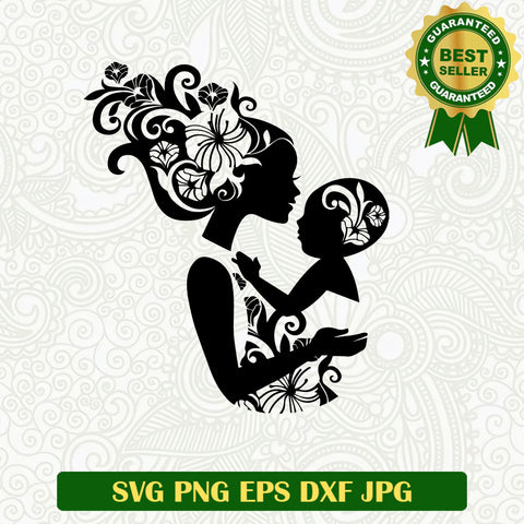 Mother and Son floral SVG cut file, Mother Africa SVG PNG