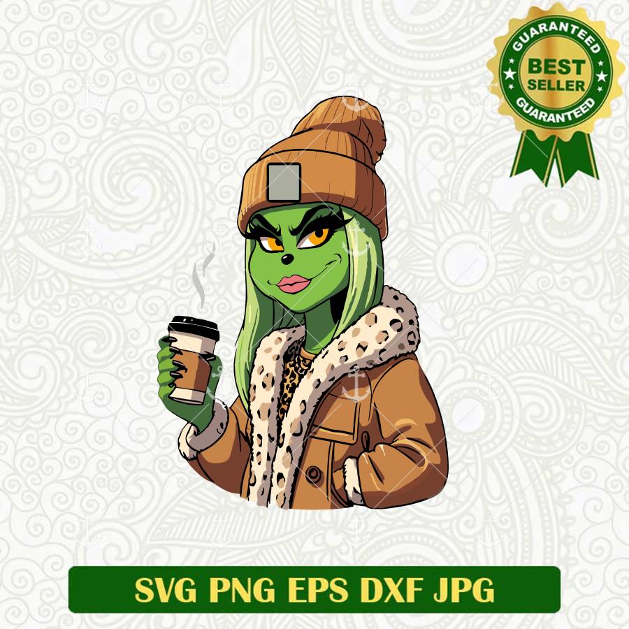 Mrs Grinch Drink Coffee SVG