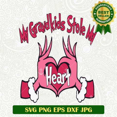 My Grandkids Stole My Heart Grinch Hand SVG