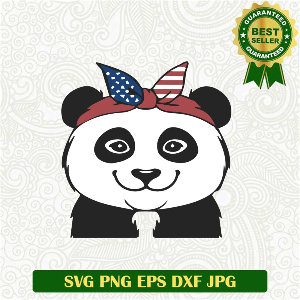Panda With America Bandana Svg