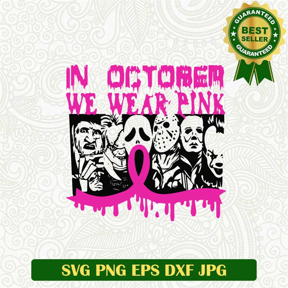 Pink October Horror Svg