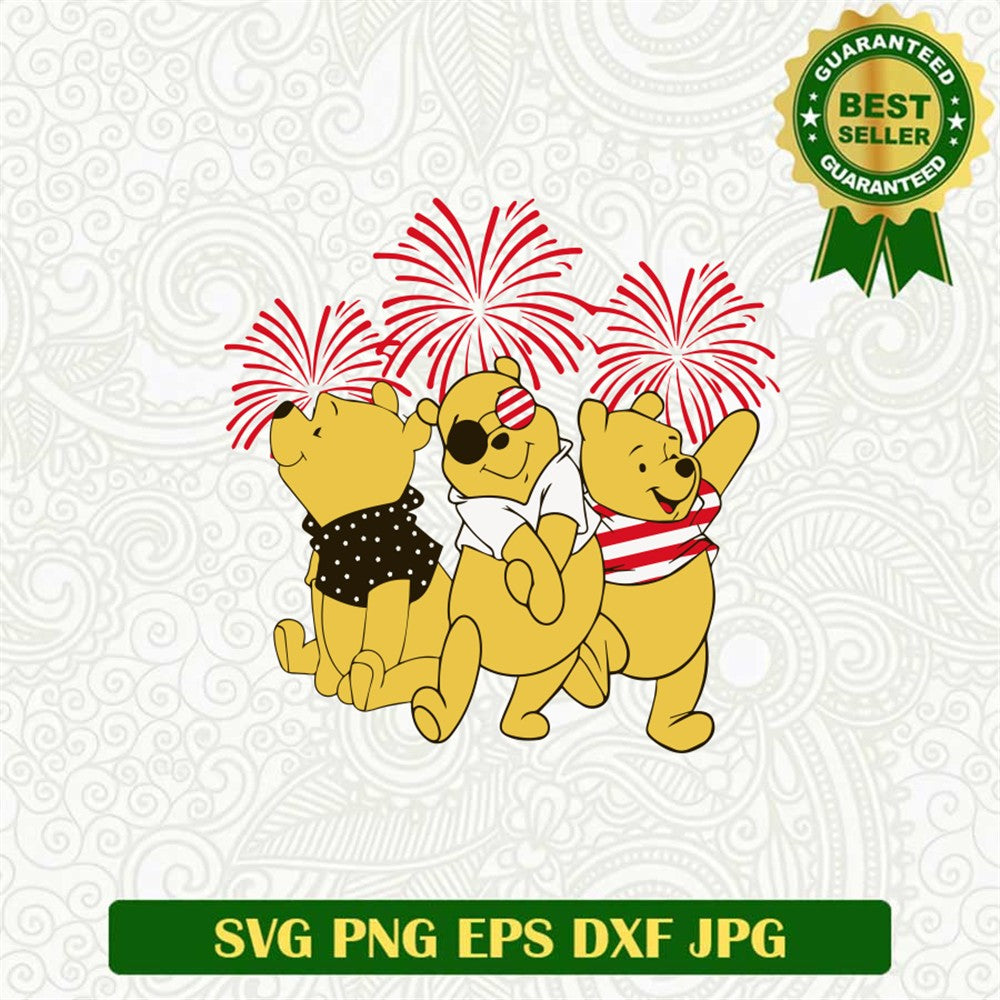 Pooh Fireworks 4th of July Svg