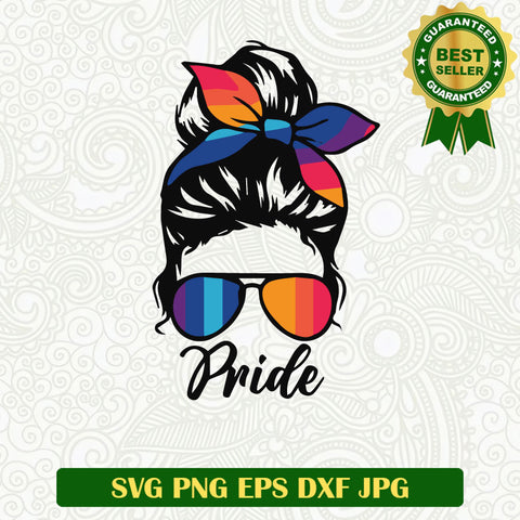 Pride Mom messy bun SVG, LGBT Pride Mom SVG PNG