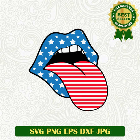 Rolling Stone Lip america Flag Svg