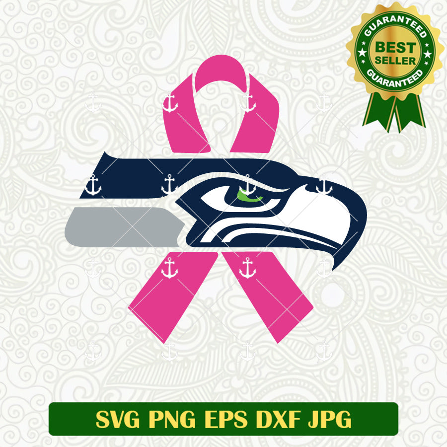 Seattle Seahawks With Pink Ribbon SVG, Seattle Seahawks SVG, Breast Ca ...