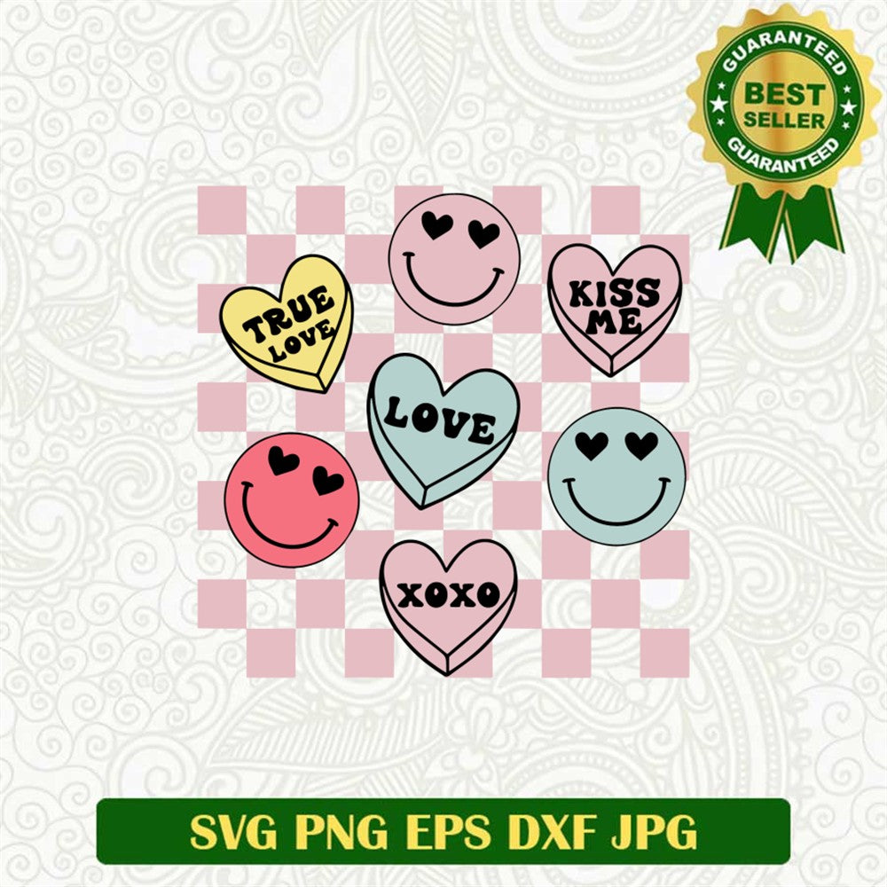 Smiley Candy Hearts Svg