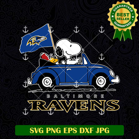 Snoopy Baltimore Ravens Driving SVG