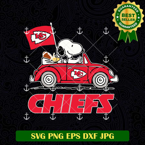 Snoopy Driving KC Chiefs Cars SVG