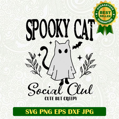 Spooky Cat Social Club Ghost Halloween SVG