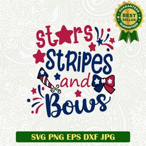 Stars Stripes and Bows 4th of July SVG, USA Independence Day SVG