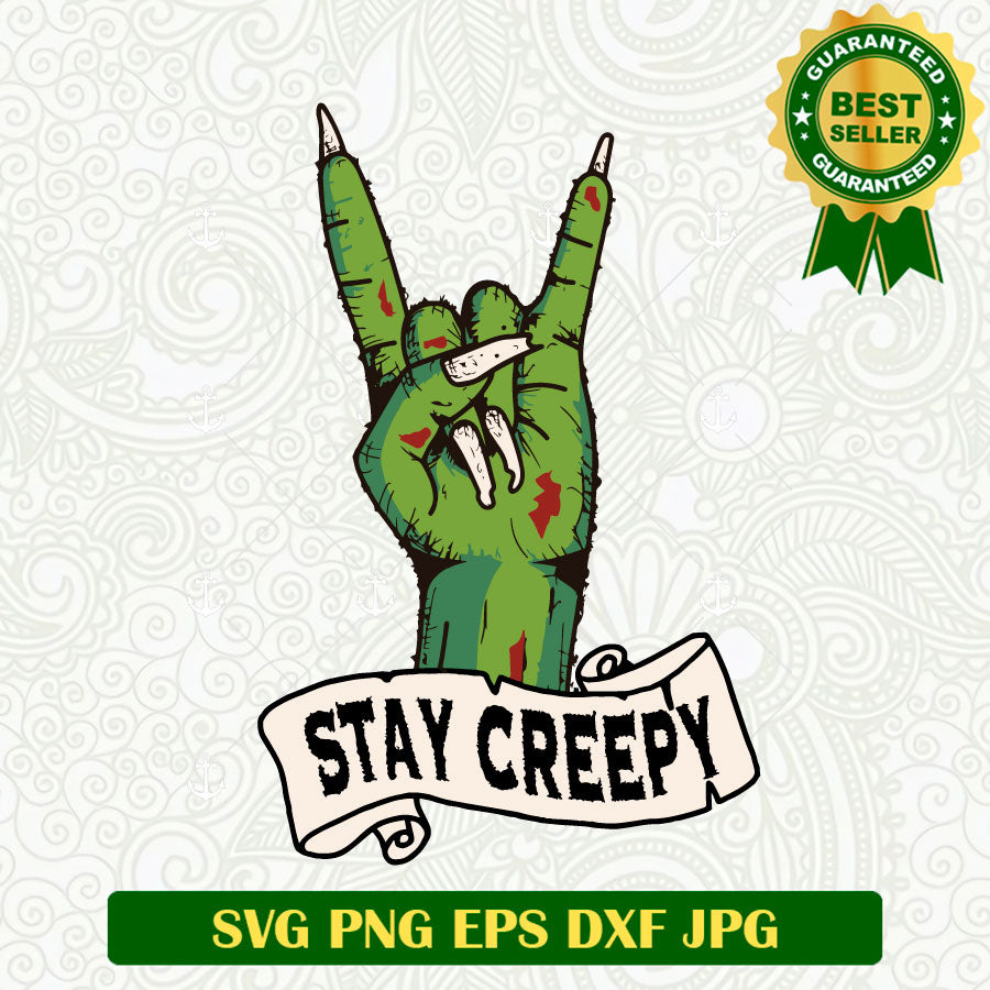 Stay Creepy Rock Hand Monster SVG