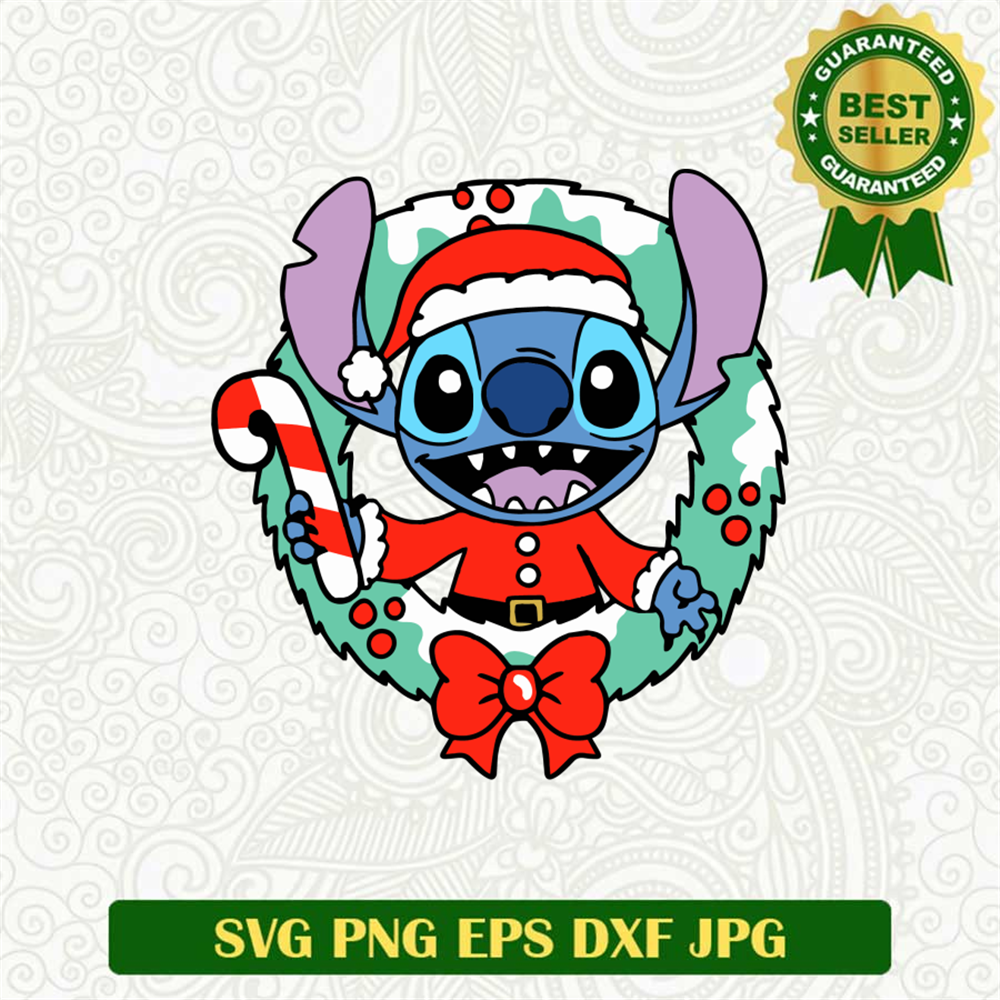 Stitch Disney Christmas Wreath SVG