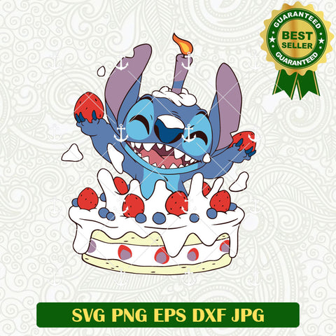 Stitch Happy Birthday Cake SVG