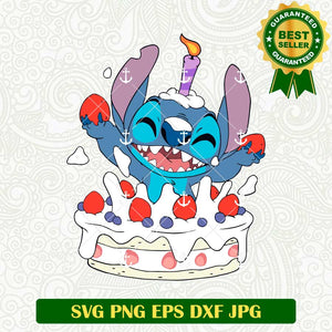 Stitch Happy Birthday SVG