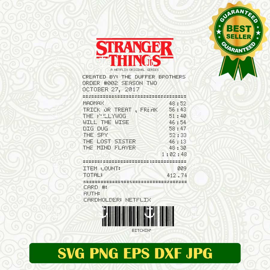 Stranger Things Bill Barcode SVG, Stranger Things Bills SVG, Stranger ...