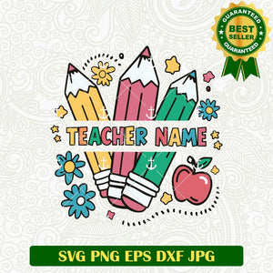 Teacher Name Custom Pencil SVG