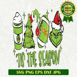 Tis The Season Grinch Football Christmas SVG