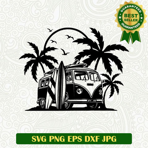 Volkswagen Vans Summer Surf SVG, Surfer Beach Summer Life SVG PNG