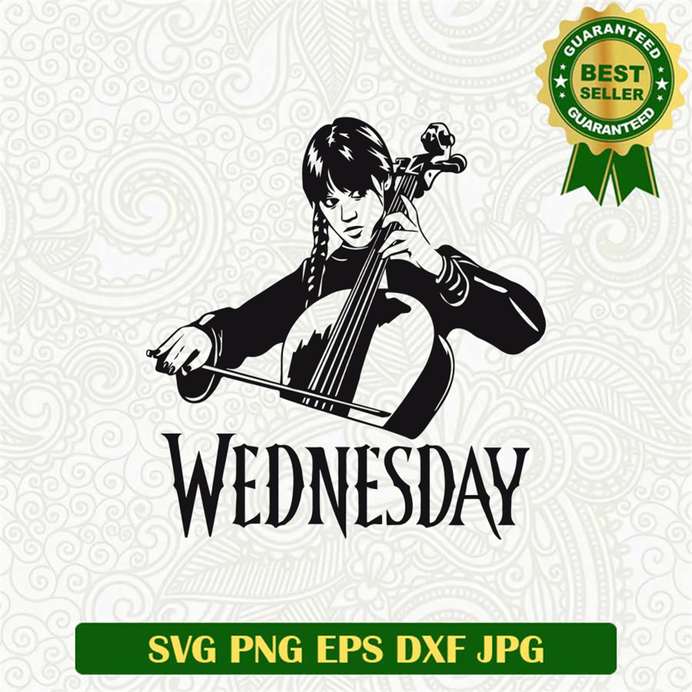 Wednesday Addams Playing Cello SVG