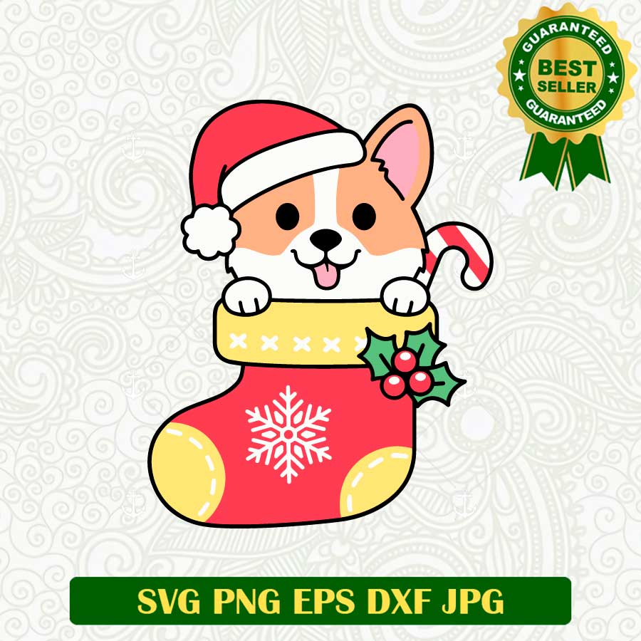 Welsh Corgi Dog Christmas Socks SVG
