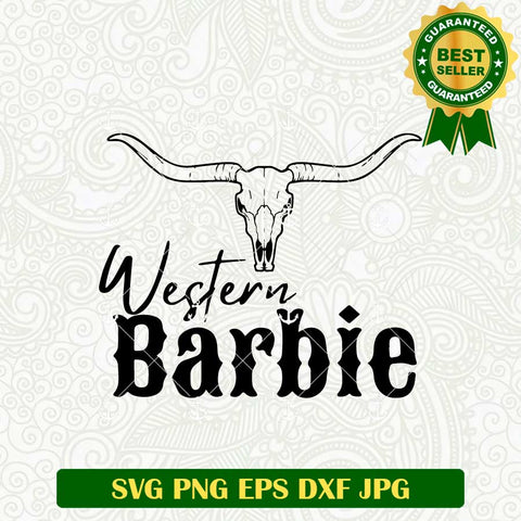 Western Barbie Skull Bull SVG