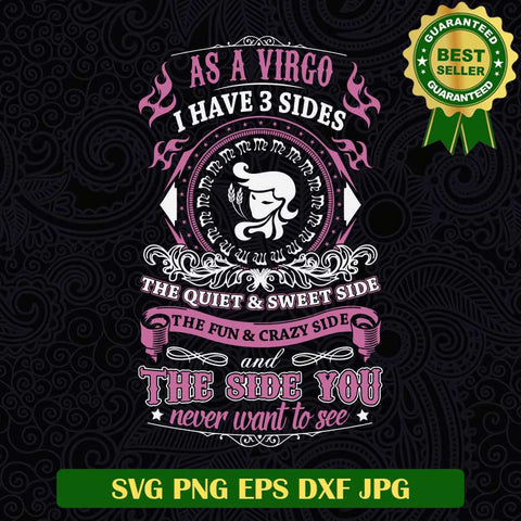 As a Virgo i have 3 sides SVG, Virgo Zodiac SVG, Astrology Virgo Sign SVG PNG cut file