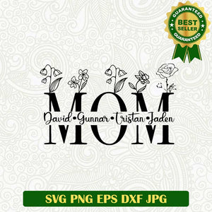 Birth month flowers split mom SVG, Split mom SVG, Mom floral SVG cut file cricut