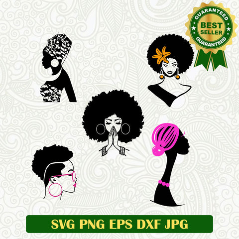 Black woman africa bundle SVG, Africa woman SVG, Afro woman bundle SVG cricut