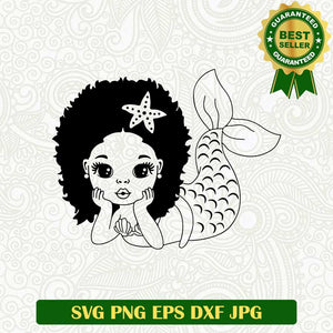 Black little mermaid SVG, Black mermaid SVG, Little black girl SVG, Juneteenth SVG