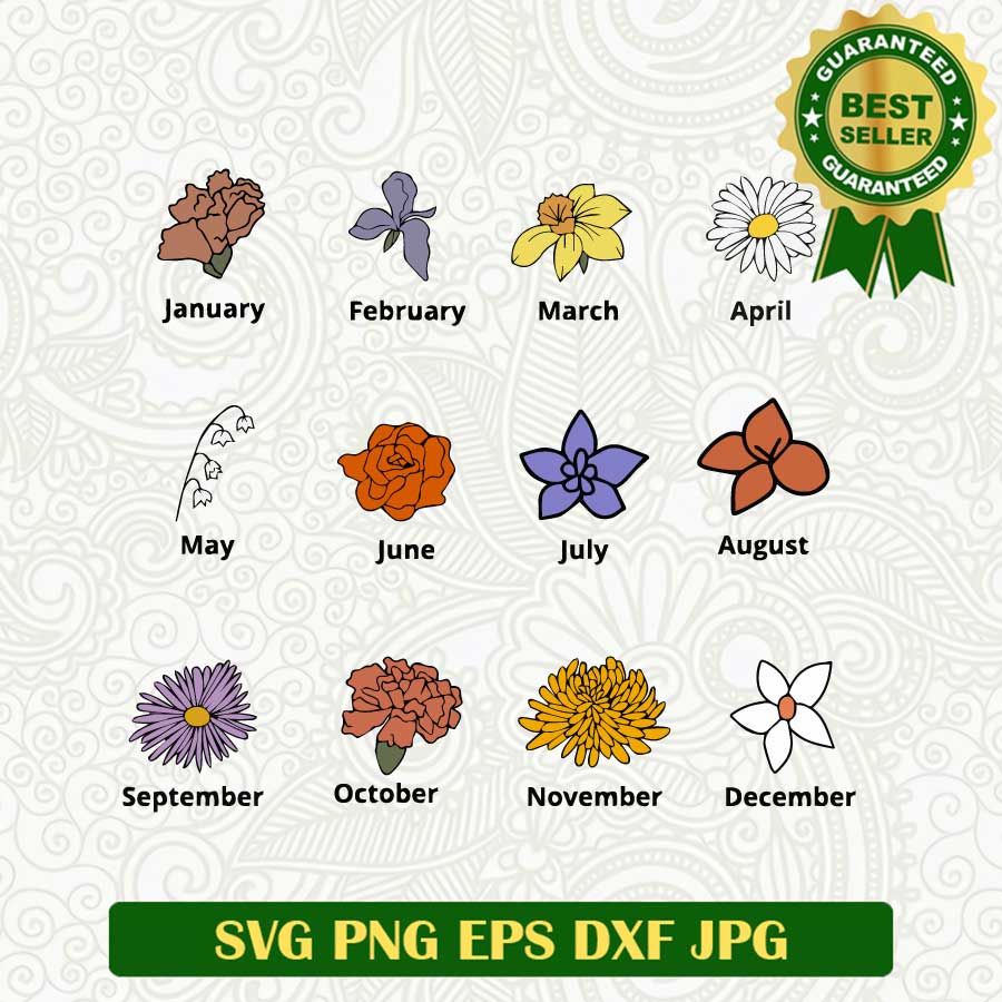 Birth Month Flowers SVG