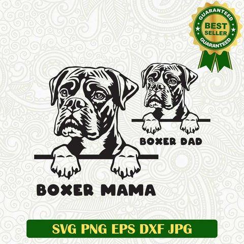 Boxer Mama Dad SVG, Boxer Dog Mama SVG, Boxer Dog Dad SVG PNG cut file