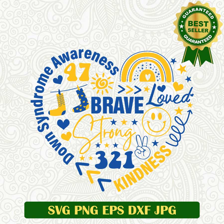 Down Syndrome Awareness heart SVG, Down Syndrome SVG, Down Syndrome heart SVG PNG cut file