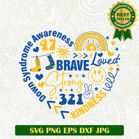 Down Syndrome Awareness heart SVG, Down Syndrome SVG, Down Syndrome heart SVG PNG cut file
