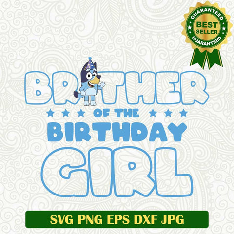 Brother of the Birthday Girl SVG, Brother Bluey SVG, Bandit heeler Brother family Birthday SVG PNG cut file