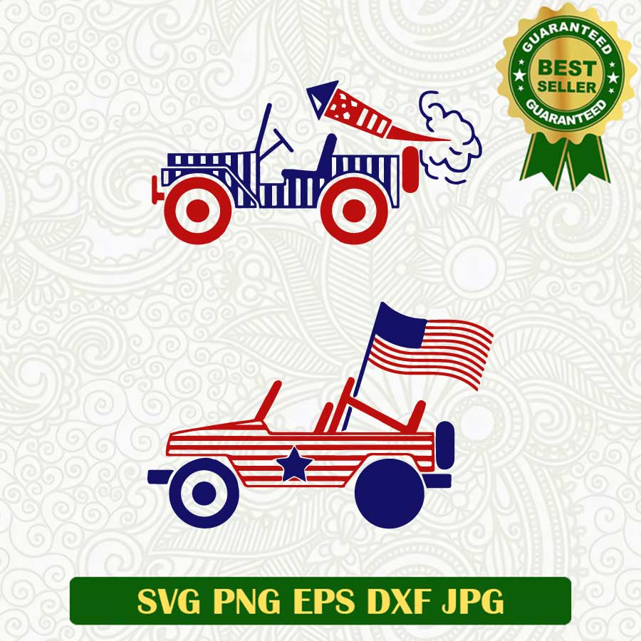 Fireworks american truck cars SVG, 4th of July SVG, 4th of July American truck flag SVG