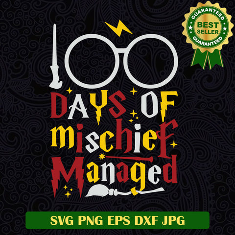 100 Days of Mischief Managed Harry Potter SVG, 100 Days of School Harry potter SVG, 100 Days of School SVG PNG cut file