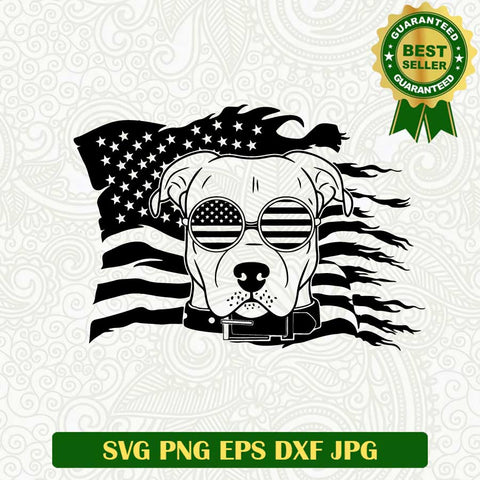 Pitbull american sunglass SVG, Pitbull american flag SVG, Pitbull 4th of july SVG